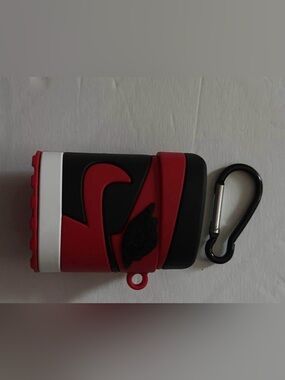 Red and Black Sneaker-Style AirPods Case with Carabiner